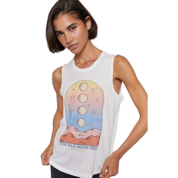 Spiritual Gangster Tops - Spiritual Gangster Stay Wild Moon Child Sleeveless Tank Yoga Boho Womens Size XL